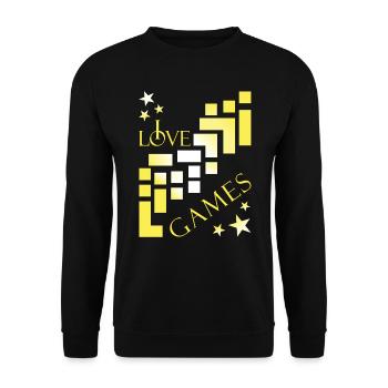 gamer I love games - Unisex Pullover - Schwarz - Vorne - Alina (178cm) & Michal (187cm)