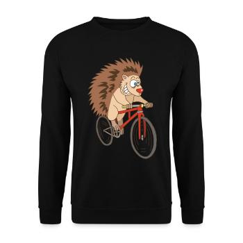 hedgehog on a bike - Unisex Sweatshirt - black - Front - Alina (178cm) & Michal (187cm)