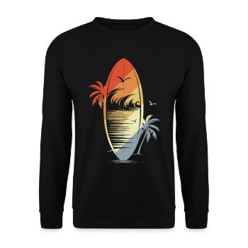 Surfbrett Vintage Grafik - Unisex Pullover - Schwarz - Vorne - Alina (178cm) & Michal (187cm)