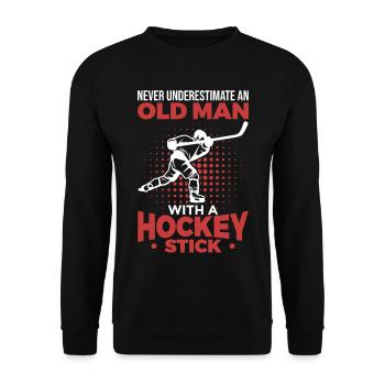 Old Man With A Hockey Stick - Unisex Sweatshirt - black - Front - Alina (178cm) & Michal (187cm)