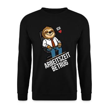 Arbeitszeitbetrug T-Shirt – Büro-Faultier - Unisex Pullover - Schwarz - Vorne - Alina (178cm) & Michal (187cm)