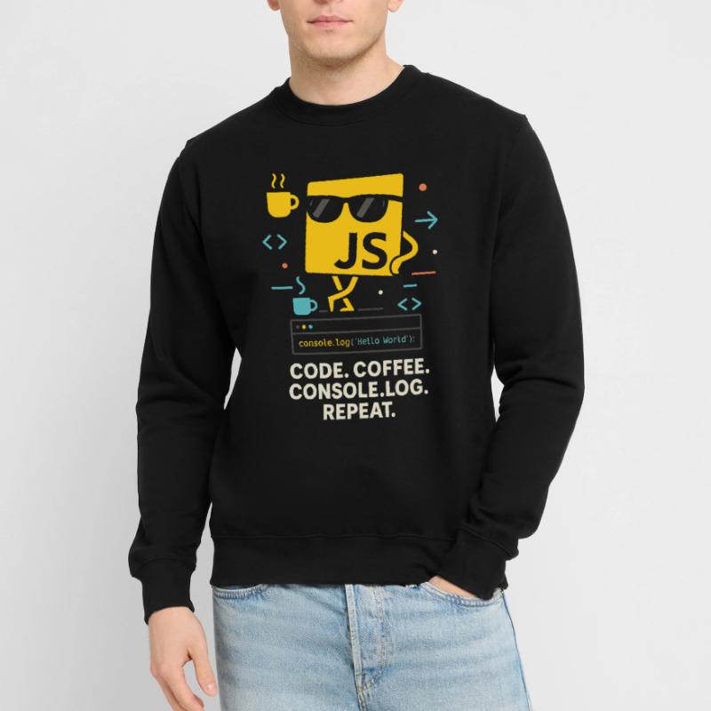 Code Coffee Console.log Repeat JavaScript Programm Unisex Pullover