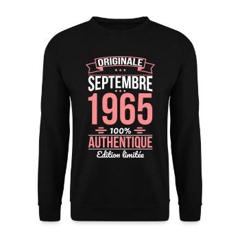 60th Birthday - Original - August 1965 - Unisex Sweatshirt - black - Front - Alina (178cm) & Michal (187cm)