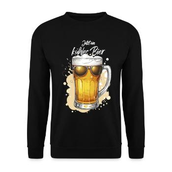 Bière avec lunettes de soleil, bière fraîche, fête de la bière - Sweat-shirt Unisexe - noir - Devant - Alina (178cm) & Michal (187cm)