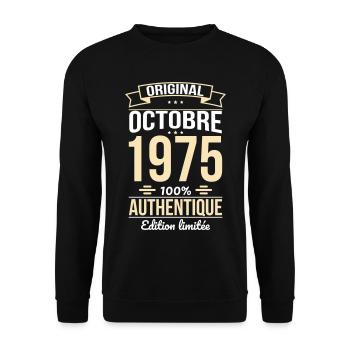 50. Jahrestag - Original - Oktober 1975 - Unisex Pullover - Schwarz - Vorne - Alina (178cm) & Michal (187cm)