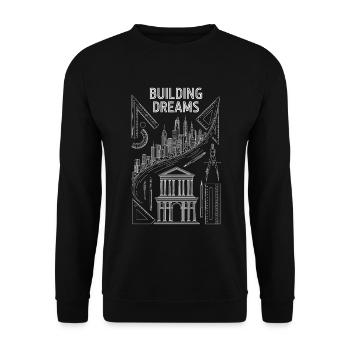 Architecture of Building Motif - Unisex Sweatshirt - black - Front - Alina (178cm) & Michal (187cm)