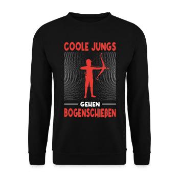 Bogenschießen Geschenk Bogenschütze Jungs - Unisex Pullover - Schwarz - Vorne - Alina (178cm) & Michal (187cm)