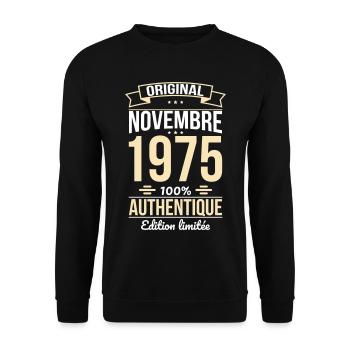 50. Jahrestag - Original - November 1975 - Unisex Pullover - Schwarz - Vorne - Alina (178cm) & Michal (187cm)