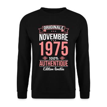 50. Jahrestag - Original - November 1975 - Unisex Pullover - Schwarz - Vorne - Alina (178cm) & Michal (187cm)