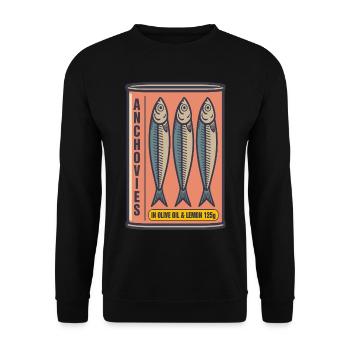Anchois : Trois bidons d’huile de citron - Sweat-shirt Unisexe - noir - Devant - Alina (178cm) & Michal (187cm)