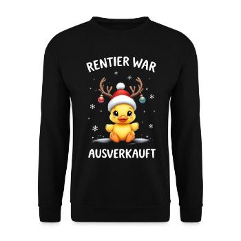 Rentier War Ausverkauft Lustige Weihnachtsente - Unisex Pullover - Schwarz - Vorne - Alina (178cm) & Michal (187cm)