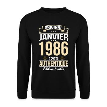 40-jähriges Jubiläum – Original – Januar 1986 - Unisex Pullover - Schwarz - Vorne - Alina (178cm) & Michal (187cm)