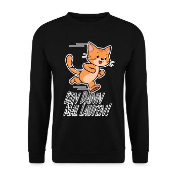 Cute cat goes jogging, then I'm running! - Unisex Sweatshirt - black - Front - Alina (178cm) & Michal (187cm)