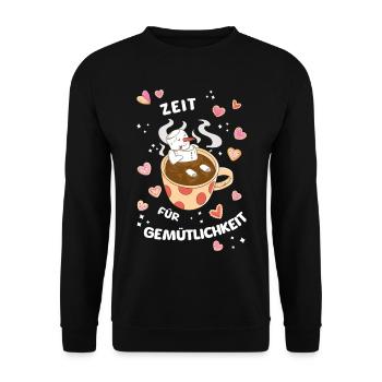 Winter Christmas Chilling Snowman in Cocoa - Unisex Sweatshirt - black - Front - Alina (178cm) & Michal (187cm)