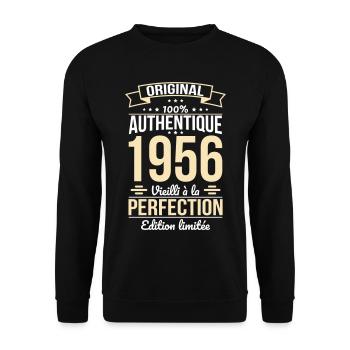 1956 – Aged to Perfection – Limited Edition - Unisex Sweatshirt - black - Front - Alina (178cm) & Michal (187cm)