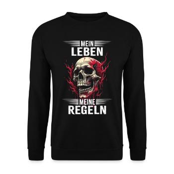 Mein Leben - Meine Regeln - Unisex Pullover - Schwarz - Vorne - Alina (178cm) & Michal (187cm)