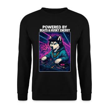 Husky DJ – Streetwear urbain avec Beats Energy - Sweat-shirt Unisexe - noir - Devant - Alina (178cm) & Michal (187cm)