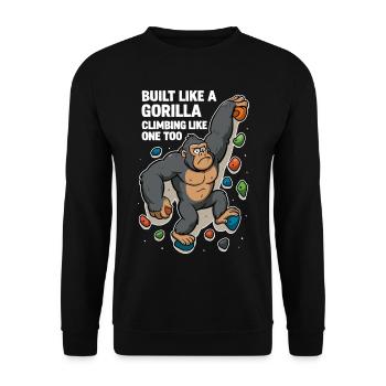 Bouldern lustig – Gorilla Cartoon Kletter Shirt - Unisex Pullover - Schwarz - Vorne - Alina (178cm) & Michal (187cm)