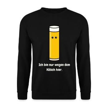 Nur wegen dem Kölsch hier - Unisex Pullover - Schwarz - Vorne - Alina (178cm) & Michal (187cm)