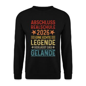 Abschluss 2026 Realschule Legende verlässt Gelände - Unisex Pullover - Schwarz - Vorne - Alina (178cm) & Michal (187cm)