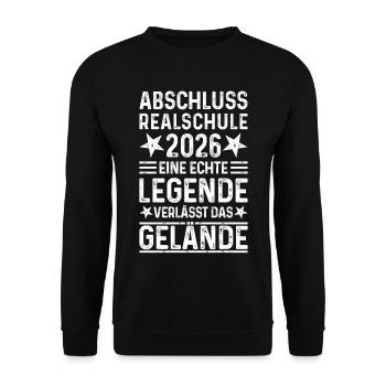 Abschluss 2026 Realschule - Legende Gelände - Unisex Pullover - Schwarz - Vorne - Alina (178cm) & Michal (187cm)