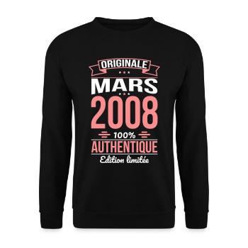 18. Geburtstag – Original – März 2008 - Unisex Pullover - Schwarz - Vorne - Alina (178cm) & Michal (187cm)