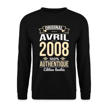 18. Geburtstag – Original – April 2008 - Unisex Pullover - Schwarz - Vorne - Alina (178cm) & Michal (187cm)