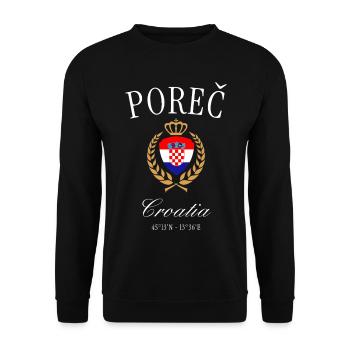 Couronne des armoiries Croatie de Poreč – Souvenir de voyage - Sweat-shirt Unisexe - noir - Devant - Alina (178cm) & Michal (187cm)