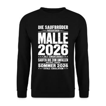 Malle 2026 Die Saufbrüder 24/7 einsatzbereit - Unisex Pullover - Schwarz - Vorne - Alina (178cm) & Michal (187cm)