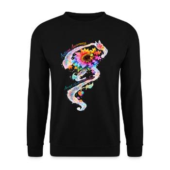 Autismus-Bewusstsein-Sonnenblume - Unisex Pullover - Schwarz - Vorne - Alina (178cm) & Michal (187cm)