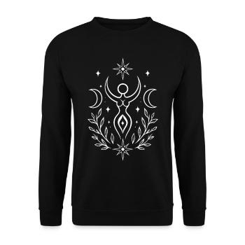 Mittsommer Göttin – Spirituelles Symbol - Unisex Pullover - Schwarz - Vorne - Alina (178cm) & Michal (187cm)