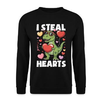 Retro Heart Valentine's Day Design Love - Unisex Sweatshirt - black - Front - Alina (178cm) & Michal (187cm)