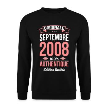 Anniversaire 18 ans - Originale - Septembre 2008 - Sweat-shirt Unisexe - noir - Devant - Alina (178cm) & Michal (187cm)