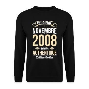 18. Geburtstag – Original – November 2008 - Unisex Pullover - Schwarz - Vorne - Alina (178cm) & Michal (187cm)