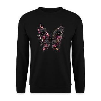 Black butterfly with rose wings - Unisex Sweatshirt - black - Front - Alina (178cm) & Michal (187cm)