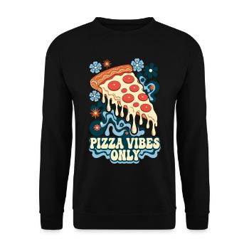 Pizza Vibes Only Retro Pizza - Unisex Sweatshirt - black - Front - Alina (178cm) & Michal (187cm)