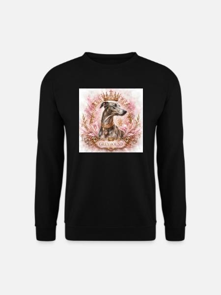 Königlicher Greyhound Portrait mit Krone - Unisex Pullover - Schwarz