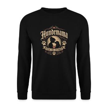 Hundemama Vintage - Unisex Pullover - Schwarz - Vorne - Alina (178cm) & Michal (187cm)
