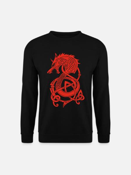 Dragon-loup viking (rouge) - Sweat-shirt Unisexe - noir