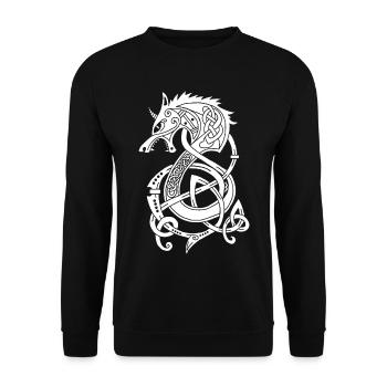 Viking Wolf Dragon (White) - Unisex Sweatshirt - black - Front - Alina (178cm) & Michal (187cm)