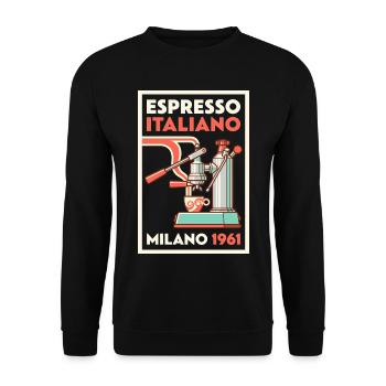 Espresso Italiano Milano 1961 Retro Kaffee - Unisex Pullover - Schwarz - Vorne - Alina (178cm) & Michal (187cm)
