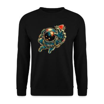 KOSMISCHER ROCKER | Schwerelosigkeits-Riff - Unisex Pullover - Schwarz - Vorne - Alina (178cm) & Michal (187cm)