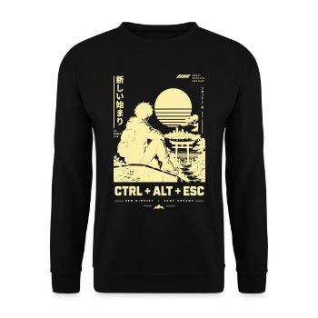 Sonnenuntergangssilhouette CTRL ALT ESC - Unisex Pullover - Schwarz - Vorne - Alina (178cm) & Michal (187cm)