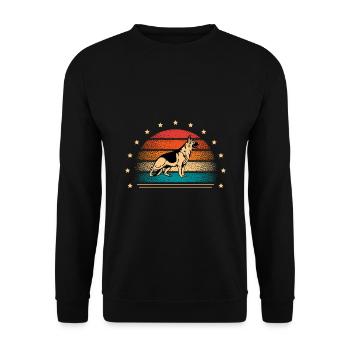 Retro Deutscher Schäferhund Besitzer Hund Liebhaber Deutscher Schäferhund - Unisex Pullover - Schwarz - Vorne - Alina (178cm) & Michal (187cm)