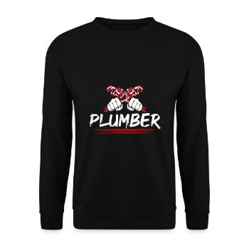 Retro Graphic Plumbing Mechanic Heating Engineer T - Unisex Pullover - Schwarz - Vorne - Alina (178cm) & Michal (187cm)