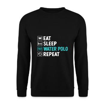 Essen Schlaf Wasserball Wiederholung Aquatic Polo Spieler - Unisex Pullover - Schwarz - Vorne - Alina (178cm) & Michal (187cm)