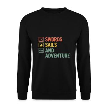 Schwerter Segel Und Abenteuer Piraten Jugend Design - Unisex Pullover - Schwarz - Vorne - Alina (178cm) & Michal (187cm)