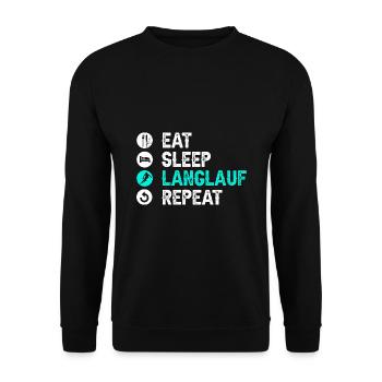 Eat Sleep Langlauf Repeat Wintersport Skifahrer La - Unisex Pullover - Schwarz - Vorne - Alina (178cm) & Michal (187cm)