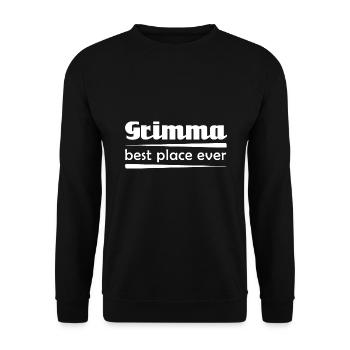 Grimma - Stadt best place ever - Unisex Pullover - Schwarz - Vorne - Alina (178cm) & Michal (187cm)