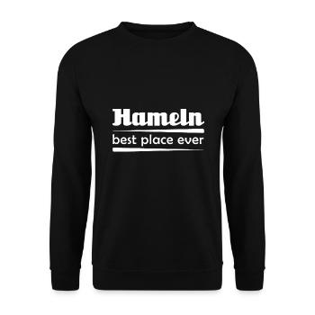 Hameln - Stadt best place ever - Unisex Pullover - Schwarz - Vorne - Alina (178cm) & Michal (187cm)